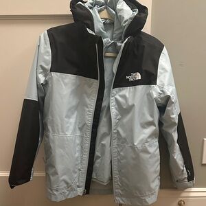 The North Face Black and Light Blue Hooded Jacket